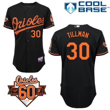 Baltimore Orioles #30 Chris Tillman Black 1954-2014 60th Anniversary Cool Base Baseball Jersey