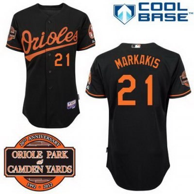 Baltimore Orioles 21# Nick Markakis Black Cool Base MLB Jersey W 20th Anniversary Patch