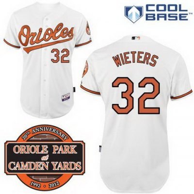 Baltimore Orioles 32# Matt Wieters White Cool Base MLB Jersey W 20th Anniversary Patch