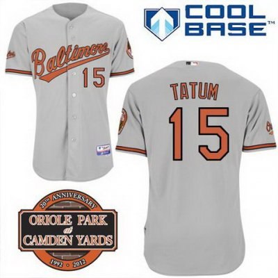 Baltimore Orioles 15# Craig Tatum Grey Cool Base MLB Jersey W 20th Anniversary Patch