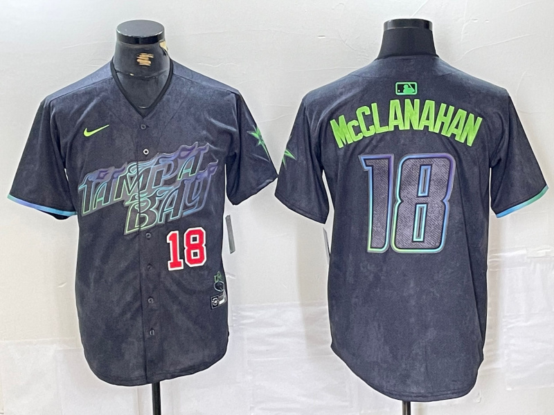 Men's Tampa Bay Rays #18 Shane McClanahan Charcoal 2024 City Connect Limited Stitched Baseball Jersey 1