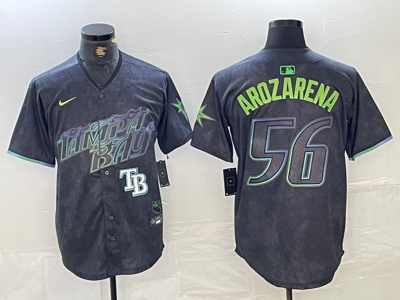Men's Tampa Bay Rays #56 Randy Arozarena Charcoal 2024 City Connect Limited Stitched Baseball Jersey 7