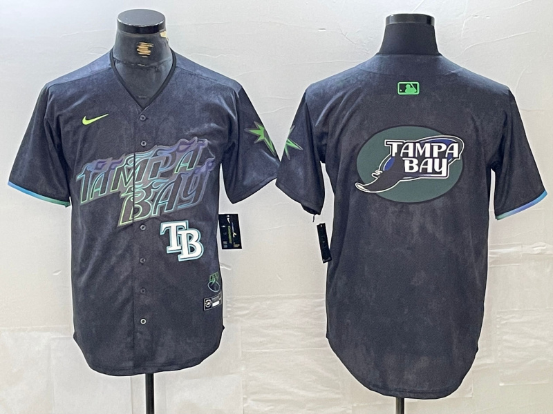 Men's Tampa Bay Rays Team Big Logo Charcoal 2024 City Connect Limited Stitched Baseball JerseyS 3