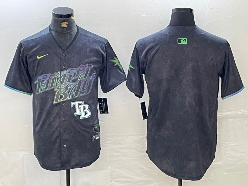 Men's Tampa Bay Rays Team Big Logo Charcoal 2024 City Connect Limited Stitched Baseball JerseyS 2