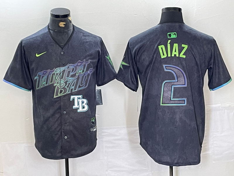 Men's Tampa Bay Rays #2 Yandy Díaz Charcoal 2024 City Connect Limited Stitched Baseball Jersey 2
