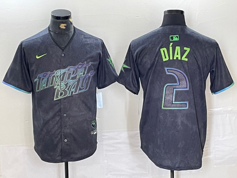 Men's Tampa Bay Rays #2 Yandy Díaz Charcoal 2024 City Connect Limited Stitched Baseball Jersey 1