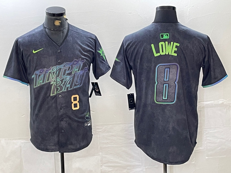 Men's Tampa Bay Rays #8 Brandon Lowe Charcoal 2024 City Connect Limited Stitched jerseys 2