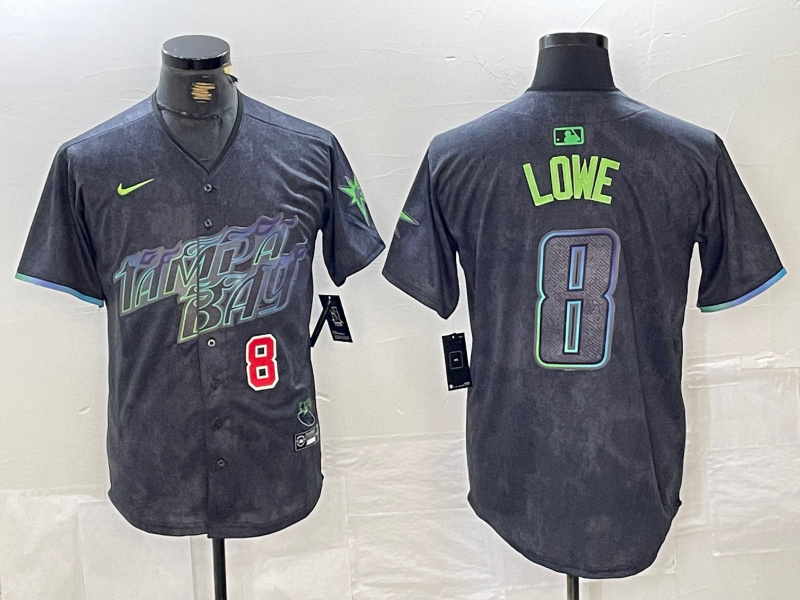 Men's Tampa Bay Rays #8 Brandon Lowe Charcoal 2024 City Connect Limited Stitched jerseys 1