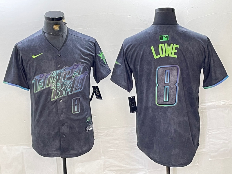 Men's Tampa Bay Rays #8 Brandon Lowe Charcoal 2024 City Connect Limited Stitched jerseys