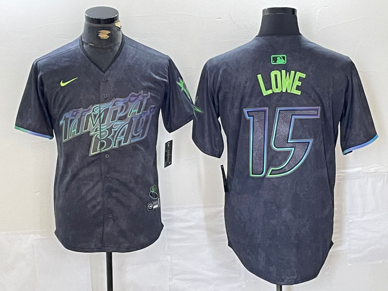 Men's Tampa Bay Rays #15 Josh Lowe Charcoal 2024 City Connect Limited Stitched jerseys 4