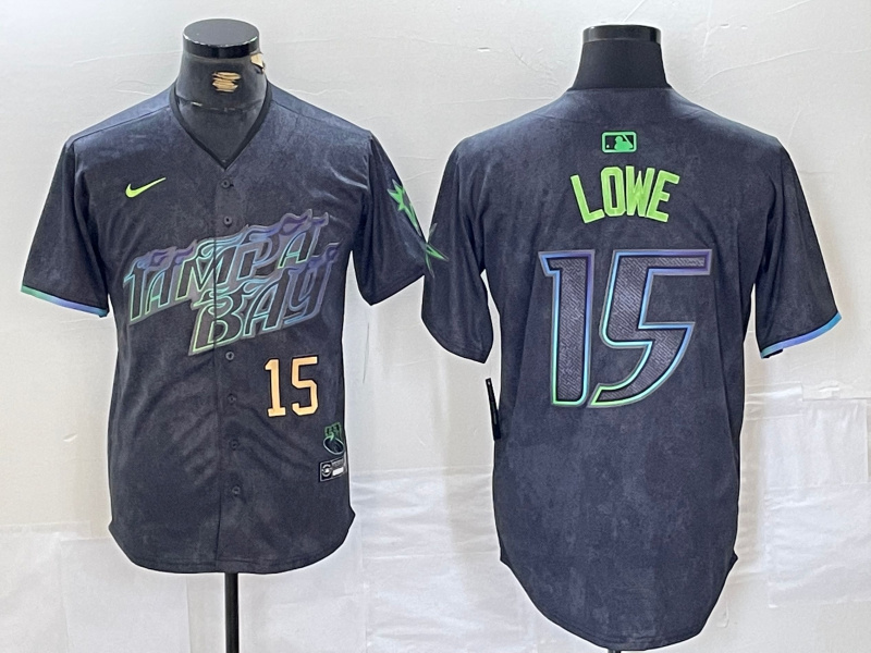 Men's Tampa Bay Rays #15 Josh Lowe Charcoal 2024 City Connect Limited Stitched jerseys 3