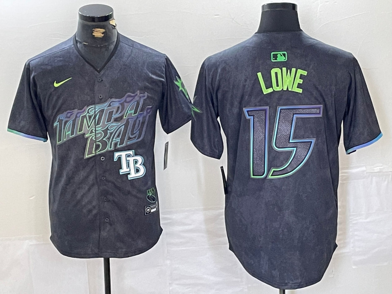 Men's Tampa Bay Rays #15 Josh Lowe Charcoal 2024 City Connect Limited Stitched jerseys 2