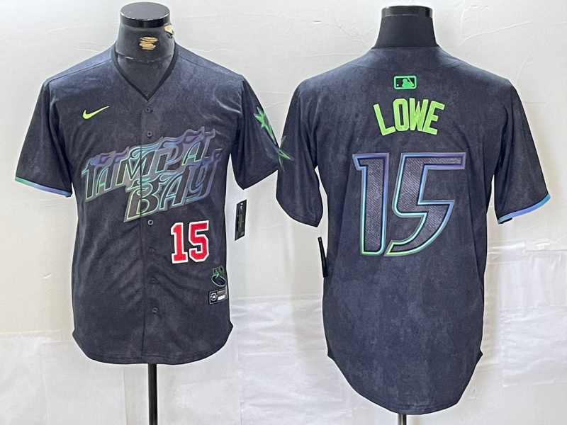 Men's Tampa Bay Rays #15 Josh Lowe Charcoal 2024 City Connect Limited Stitched jerseys