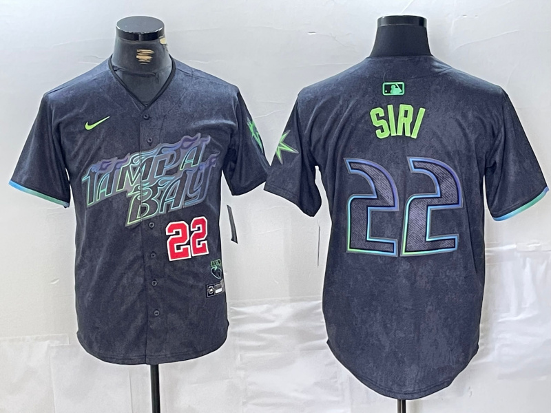 Men's Tampa Bay Rays #22 Jose Siri Charcoal 2024 City Connect Limited Stitched Baseball Jersey 5
