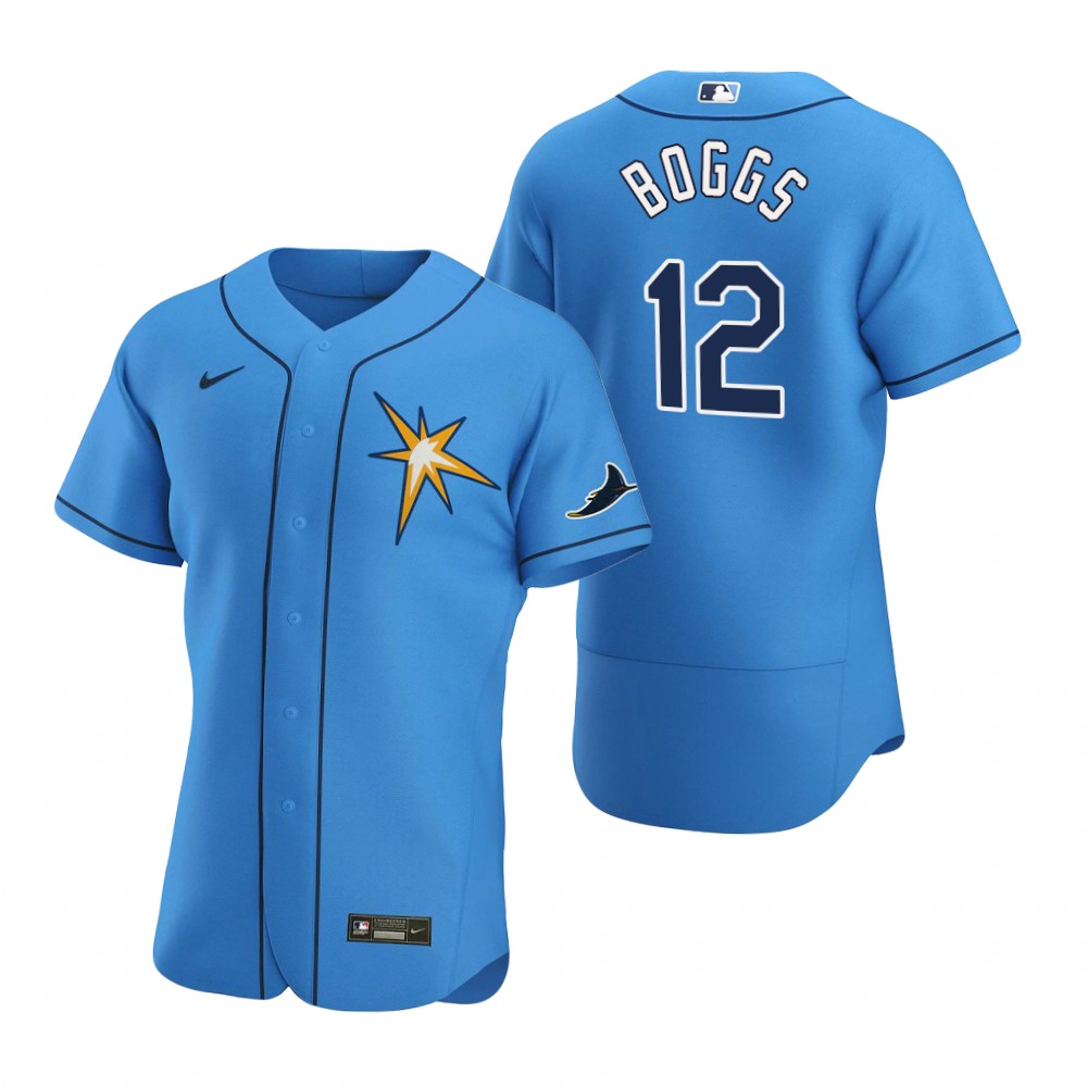 Tampa Bay Rays #12 Wade Boggs Men's Nike Light Blue Alternate 2020 Authentic Team MLB Jersey
