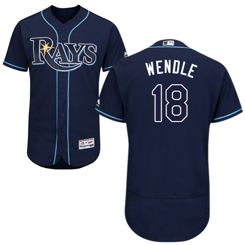 Rays #18 Joey Wendle Dark Blue Flexbase Authentic Collection Stitched Baseball Jersey