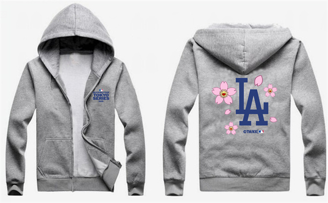 Men's Los Angeles Dodgers Gray 2025 Tokyo Series Full-Zip Hoodie 1