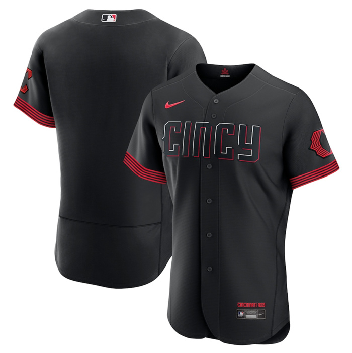 Men's Cincinnati Reds Active Player Custom Black 2023 City Connect Flex Base Stitched Jersey