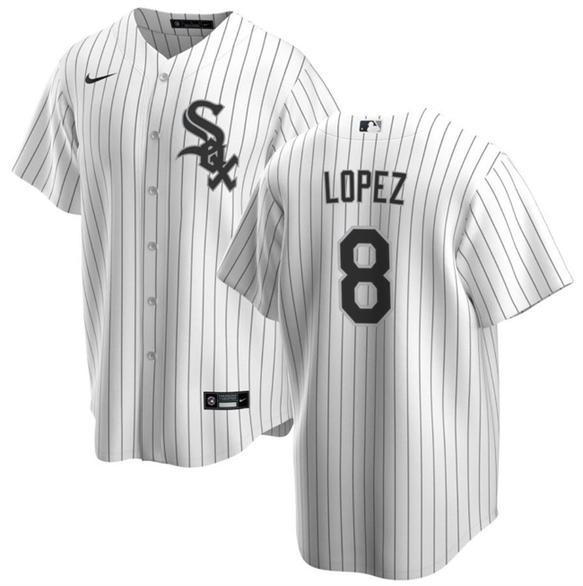 Men's Chicago White Sox #8 Nicky Lopez White Cool Base Stitched Jersey