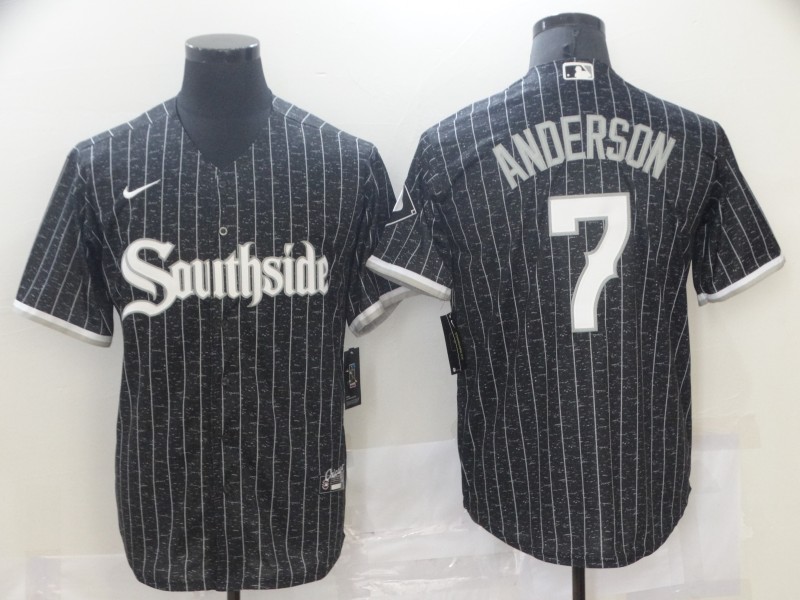 White Sox #7 Tim Anderson Nike Black 2021 City Connect Cool Base Jersey