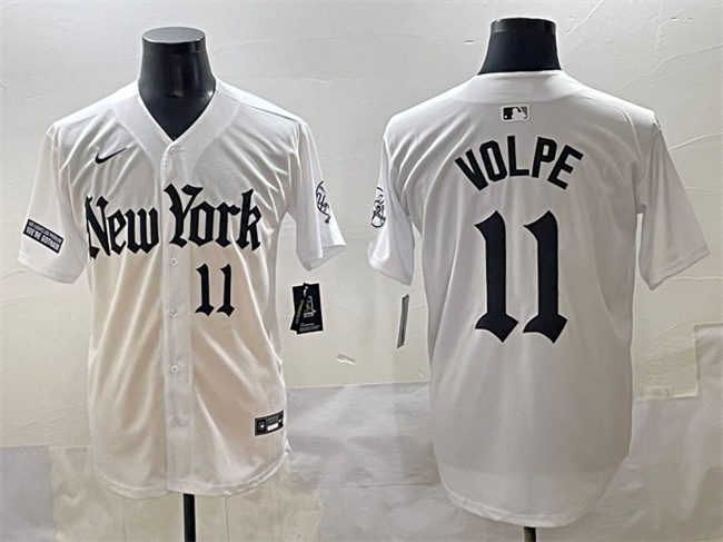 Men's New York Yankees #11 Anthony Volpe White 'Gothic Legacy Edition' Vapor Premier Limited Stitched Baseball Jersey 1