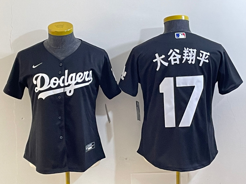 Women's Los Angeles Dodgers #17 大谷翔平 Black Stitched Jersey(Run Small)
