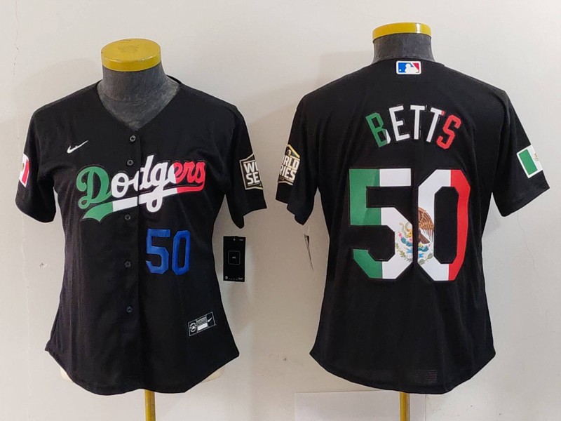 Women's Los Angeles Dodgers #50 Mookie Betts Black Mexico Stitched Jersey(Run Small) 5