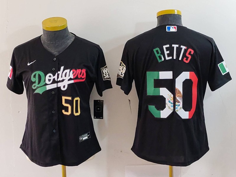 Women's Los Angeles Dodgers #50 Mookie Betts Black Mexico Stitched Jersey(Run Small) 4