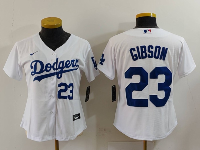 Women's Los Angeles Dodgers #23 Kirk Gibson White Stitched Jersey(Run Small) 3
