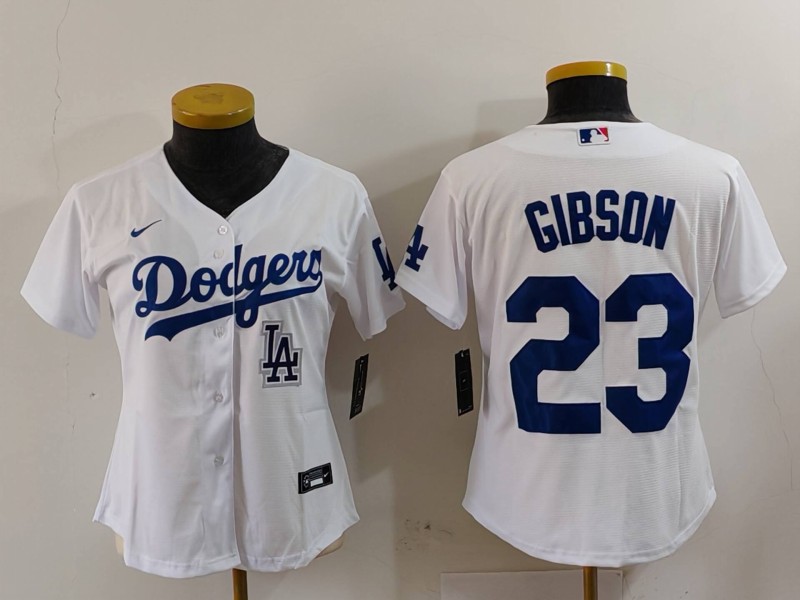 Women's Los Angeles Dodgers #23 Kirk Gibson White Stitched Jersey(Run Small) 2
