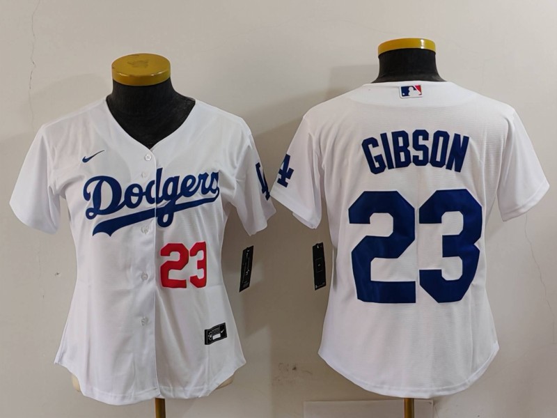 Women's Los Angeles Dodgers #23 Kirk Gibson White Stitched Jersey(Run Small) 1