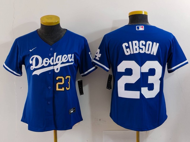 Women's Los Angeles Dodgers #23 Kirk Gibson Blue Stitched Jersey(Run Small) 5