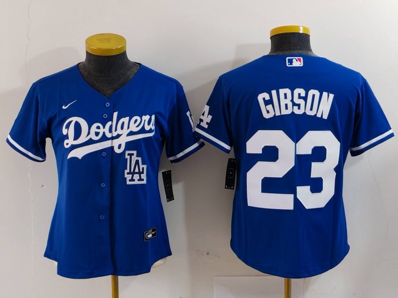 Women's Los Angeles Dodgers #23 Kirk Gibson Blue Stitched Jersey(Run Small) 2