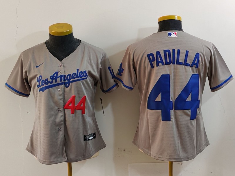 Women's Los Angeles Dodgers #44 Vicente Padilla Grey Stitched Jersey(Run Small) 11
