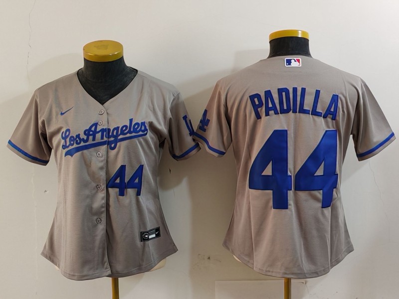 Women's Los Angeles Dodgers #44 Vicente Padilla Grey Stitched Jersey(Run Small) 10