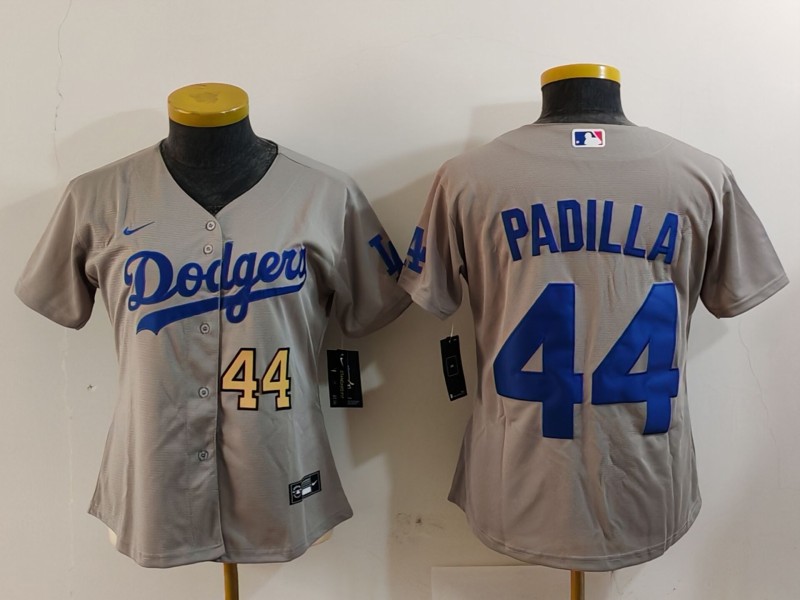Women's Los Angeles Dodgers #44 Vicente Padilla Grey Stitched Jersey(Run Small) 3