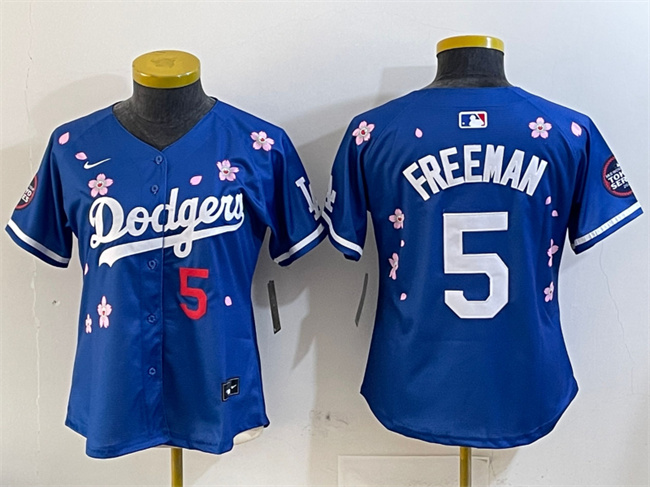 Women's Los Angeles Dodgers #5 Freddie Freeman Royal 2025 Tokyo Series Limited Stitched Baseball Jersey(Run Small)