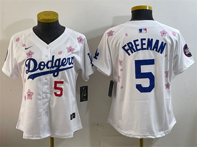 Women's Los Angeles Dodgers #5 Freddie Freeman White 2025 Tokyo Series Limited Stitched Baseball Jersey(Run Small)
