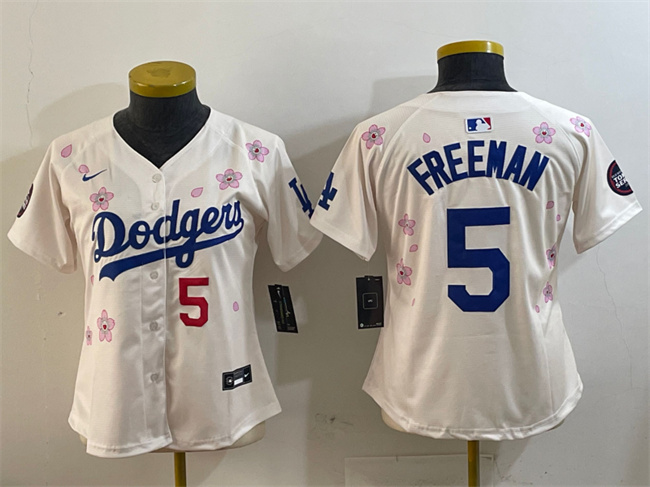 Youth Los Angeles Dodgers #5 Freddie Freeman Cream 2025 Tokyo Series Limited Stitched Baseball Jersey