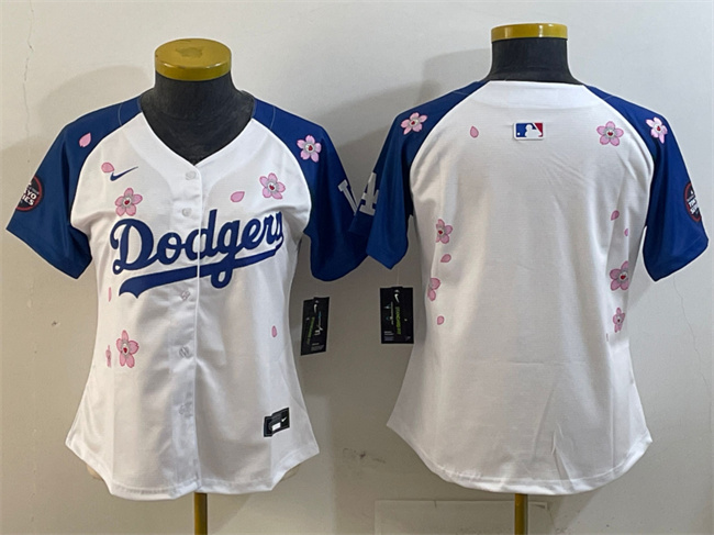 Youth Los Angeles Dodgers Blank White Royal 2025 Tokyo Series Limited Stitched Baseball Jersey