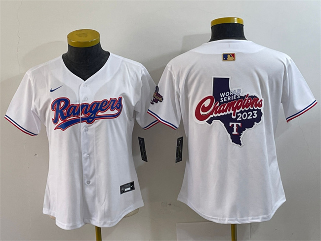 Women's Texas Rangers Team Big Logo White Gold Stitched Baseball Jersey(Run Small) 2