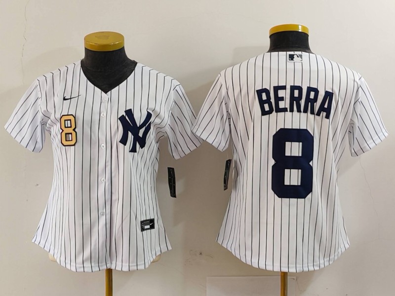 Women's New York Yankees #8 Barra Grey White Team Cool Base Stitched Jersey(Run Small) 2