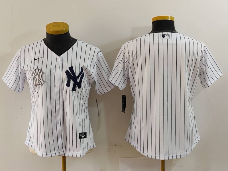 Women's New York Yankees White Team Big Logo Cool Base Stitched Jersey(Run Small) 18