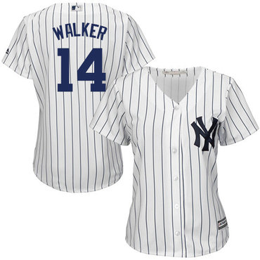 Yankees #14 Neil Walker White Strip Home Women's Stitched MLB Jersey