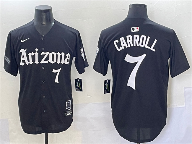 Men's Arizona Diamondbacks #7 Corbin Carroll Black 'Gothic Desert Fang Edition' Vapor Premier Limited Stitched Baseball Jersey