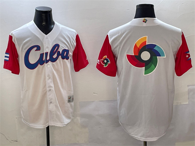 Men's Cuba Baseball White World Baseball Big Logo Classic Stitched Jersey