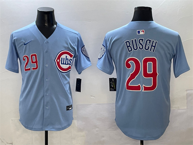 Men's Chicago Cubs #29 Michael Busch Blue 2024 25 2nd Alternate Limited Stitched Baseball Jersey