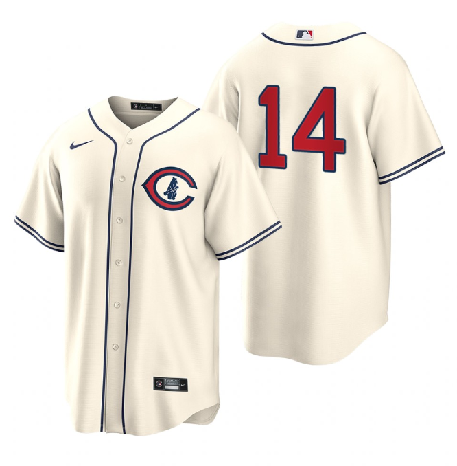 Men's Chicago Cubs #14 Ernie Banks 2022 Cream Field Of Dreams Cool Base Stitched Baseball Jersey