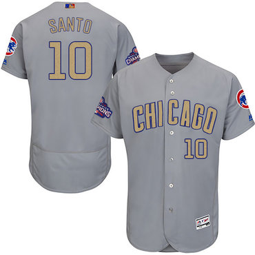 Cubs 10 Ron Santo World Series Champions Gold Program Flexbase Jersey