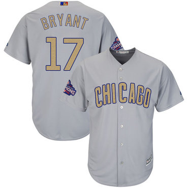 Cubs 17 Kris Bryant World Series Champions Gold Program Cool Base Jersey